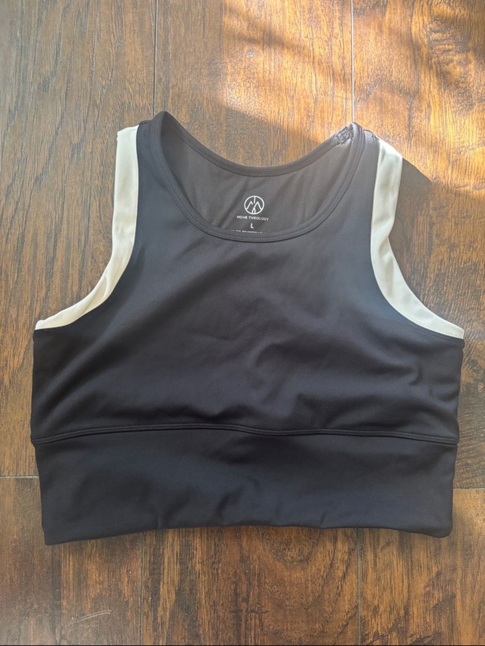 Move Theology Sports Bra Longline High Neck Black Size L Gym Athleisure Workout